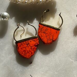 Vibrant Orange Stone Earrings
